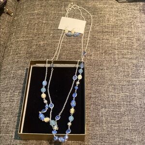 Elegant Blue Beaded Necklace Set